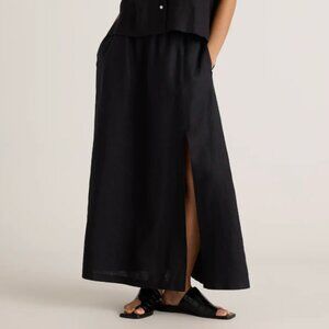 Quince 100% European Linen Maxi Skirt, Black